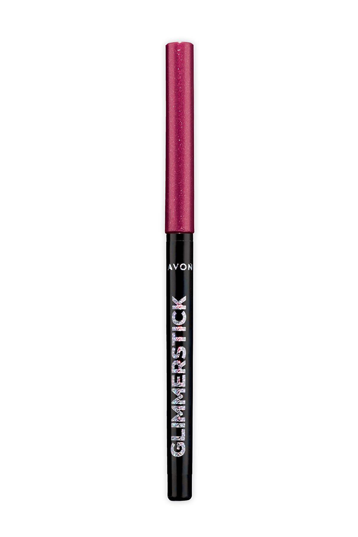 Avon Asansörlü Parlak Simli Akmayan Pembe Göz Kalemi