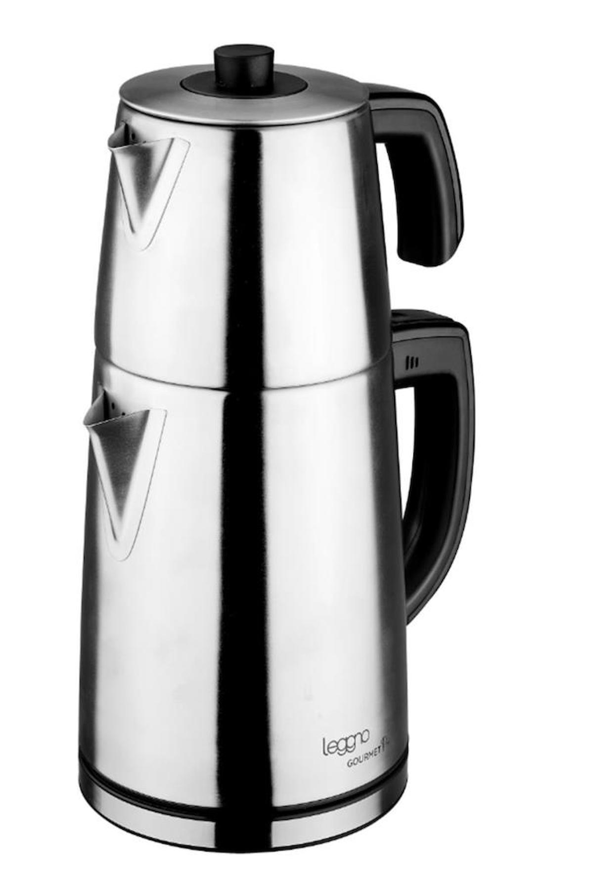 Leggno GRM101STM Otomatik Paslanmaz Çelik Demlikli 1650 W Işıklı Paslanmaz Çelik Inox Çay Makinesi