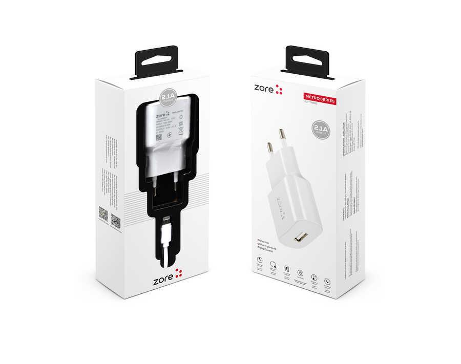 Zore ZR-TC01 iPhone Lightning Kablolu Hızlı Şarj Aleti Beyaz