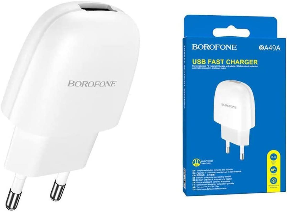 Borofone BA49A iPhone Lightning - Type-C Kablolu Hızlı Şarj Aleti Beyaz