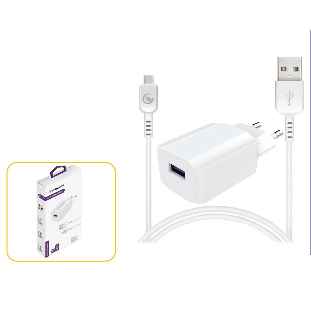 Sprange M21 Universal USB Kablolu 2.1 Amper Hızlı Şarj Aleti Beyaz