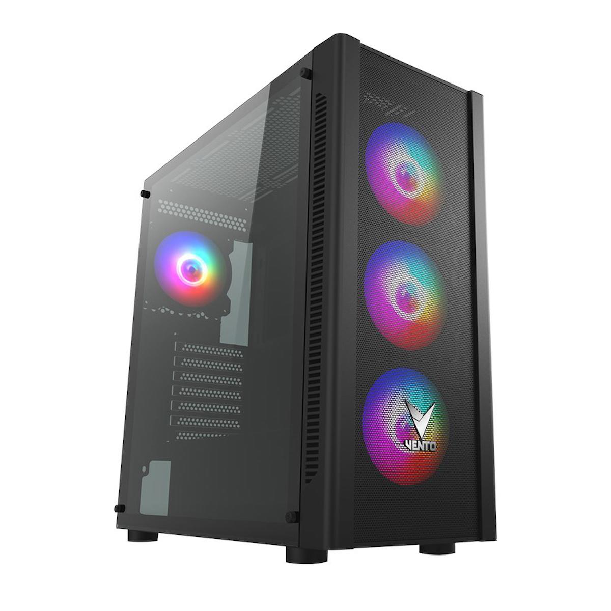 Gamers Arena Arena Vento VG16AL RGB Mesh 4 Fanlı Siyah Dikey Kullanım ATX Bilgisayar Kasası