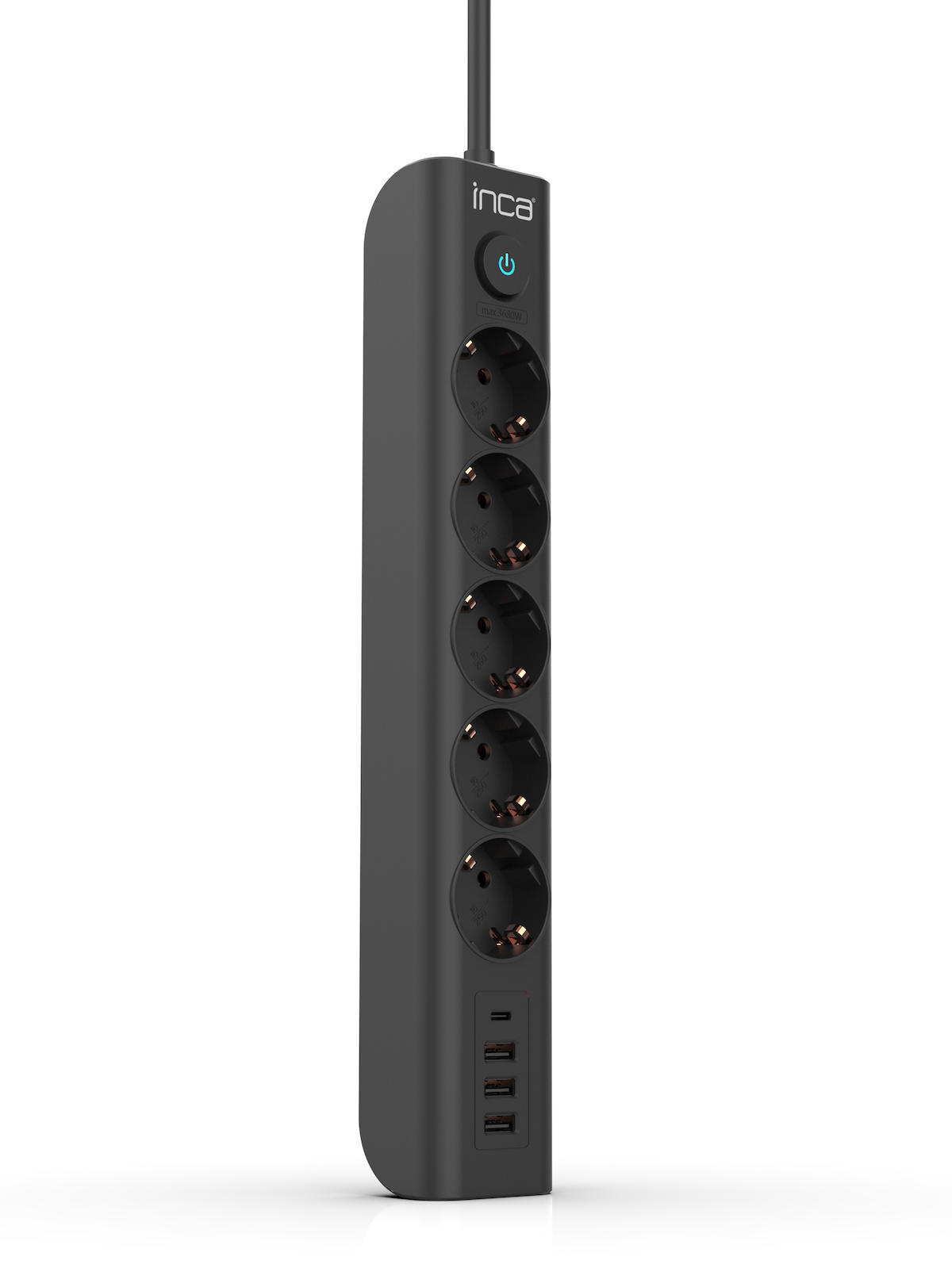 Inca IPW-44TU USB Girişli İç Mekan 5'li Priz Siyah