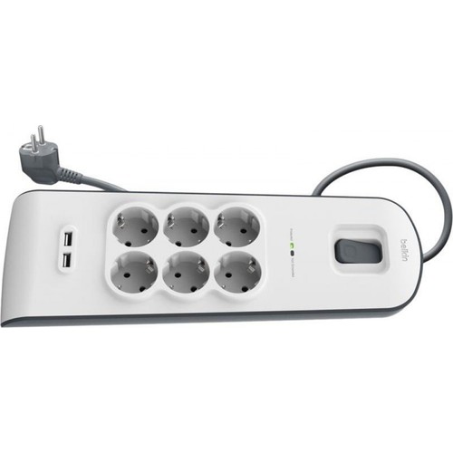Belkin BSV604VF2M USB Girişli İç Mekan 6'lı Priz Beyaz