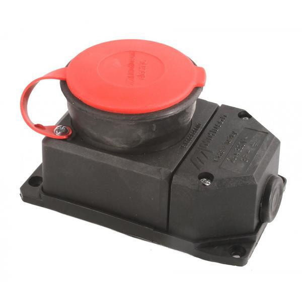 Mutlusan MUT-315 Çerçeveli Kapaklı Topraklı İç Mekan Tekli Priz Kırmızı-Siyah