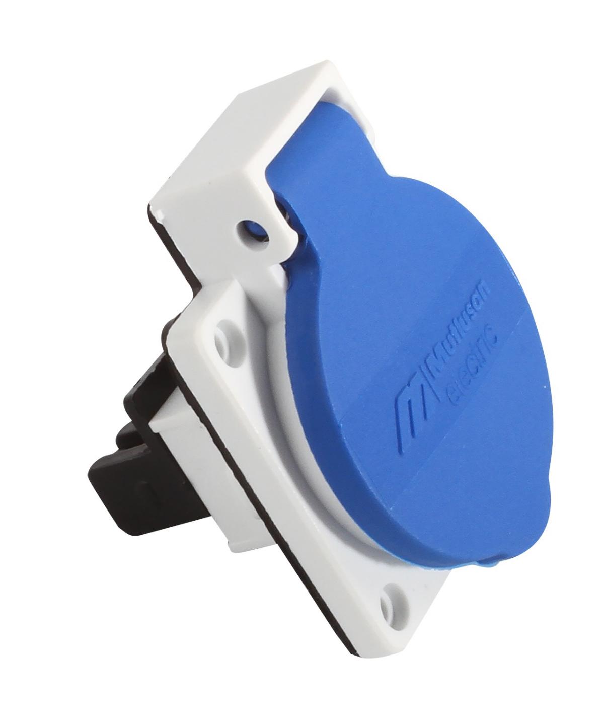 Mutlusan MUT-298 Çerçeveli Kapaklı Topraklı İç Mekan Tekli Priz Beyaz-Mavi