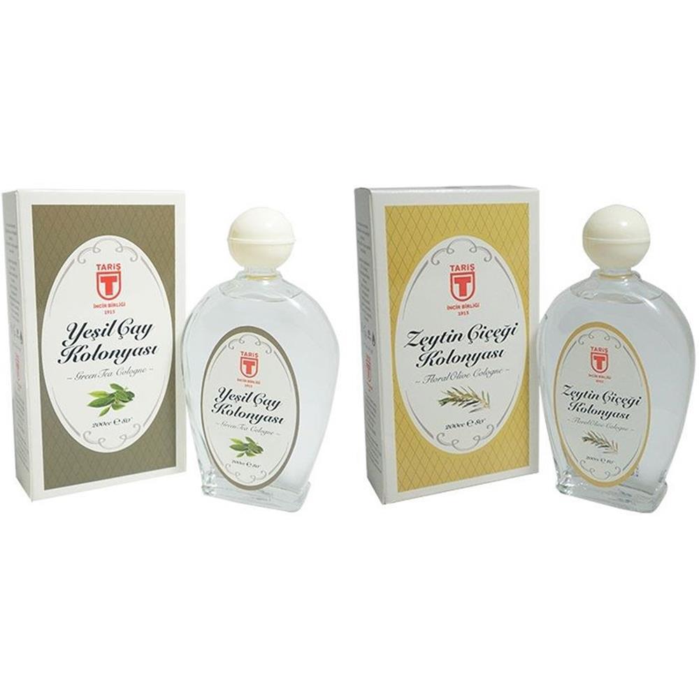 Tariş Yeşil Çay - Zeytin Çiçeği Cam Şişe Kolonya 200 ml 2'li