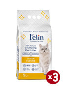 Felin Limon Kokulu Topaklanan İnce Taneli Bentonit Kedi Kumu 3 x 5 lt