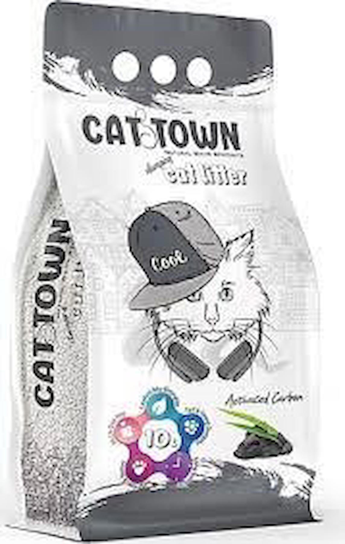 Cat Town Karbonlu Topaklanan İnce Taneli Bentonit Kedi Kumu 10 lt