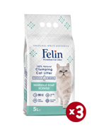 Felin Marsilya Sabunu Kokulu Topaklanan İnce Taneli Bentonit Kedi Kumu 3 x 5 lt