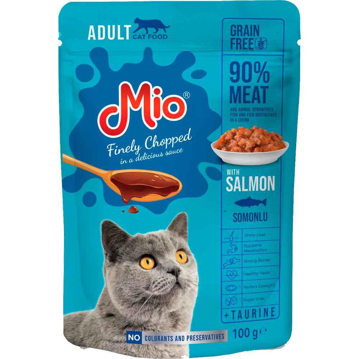 Mio Finely Chopped Somonlu Yetişkin Yaş Kedi Maması 100 gr