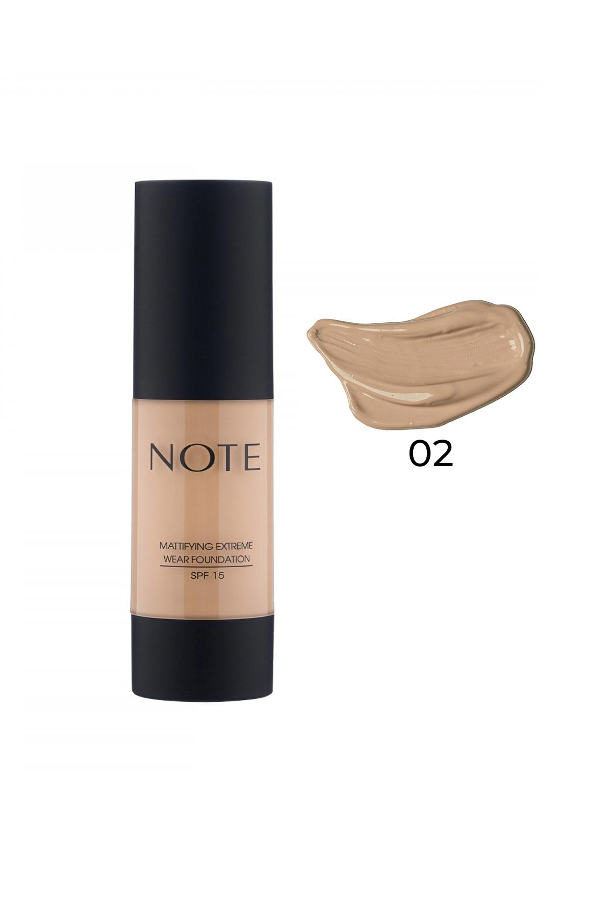 Note Mattifying Extreme Wear 02 Natural Beige Güneş Koruyuculu Likit Tüp Fondöten 35 ml