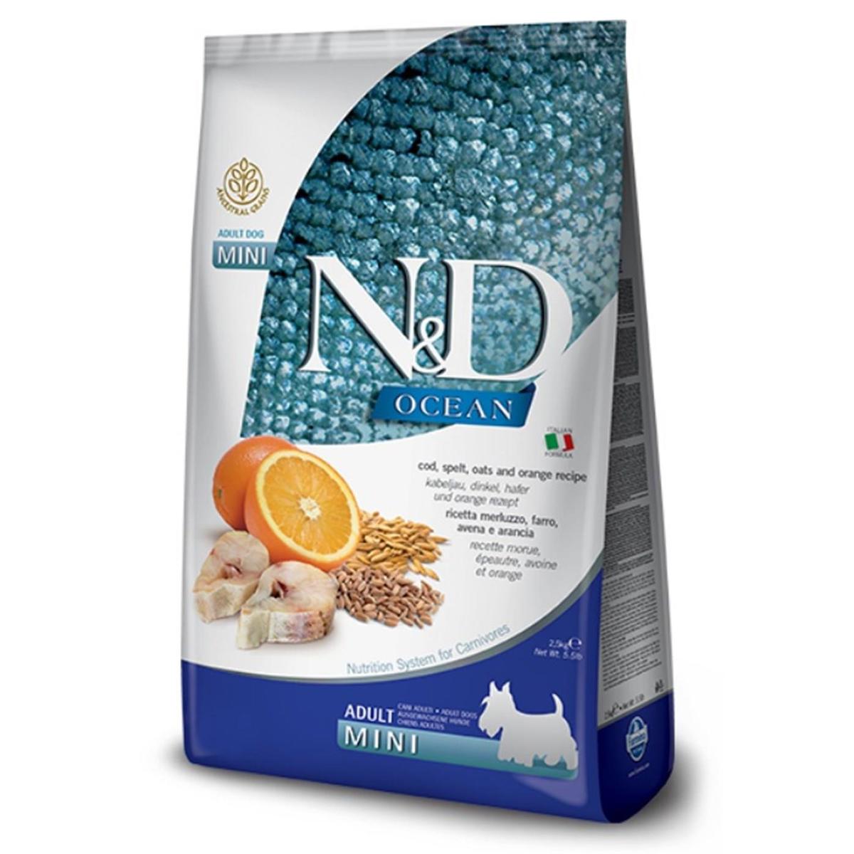 N&D Ocean Balıklı ve Tahıllı Mini Irk Yetişkin Kuru Köpek Maması 7 kg