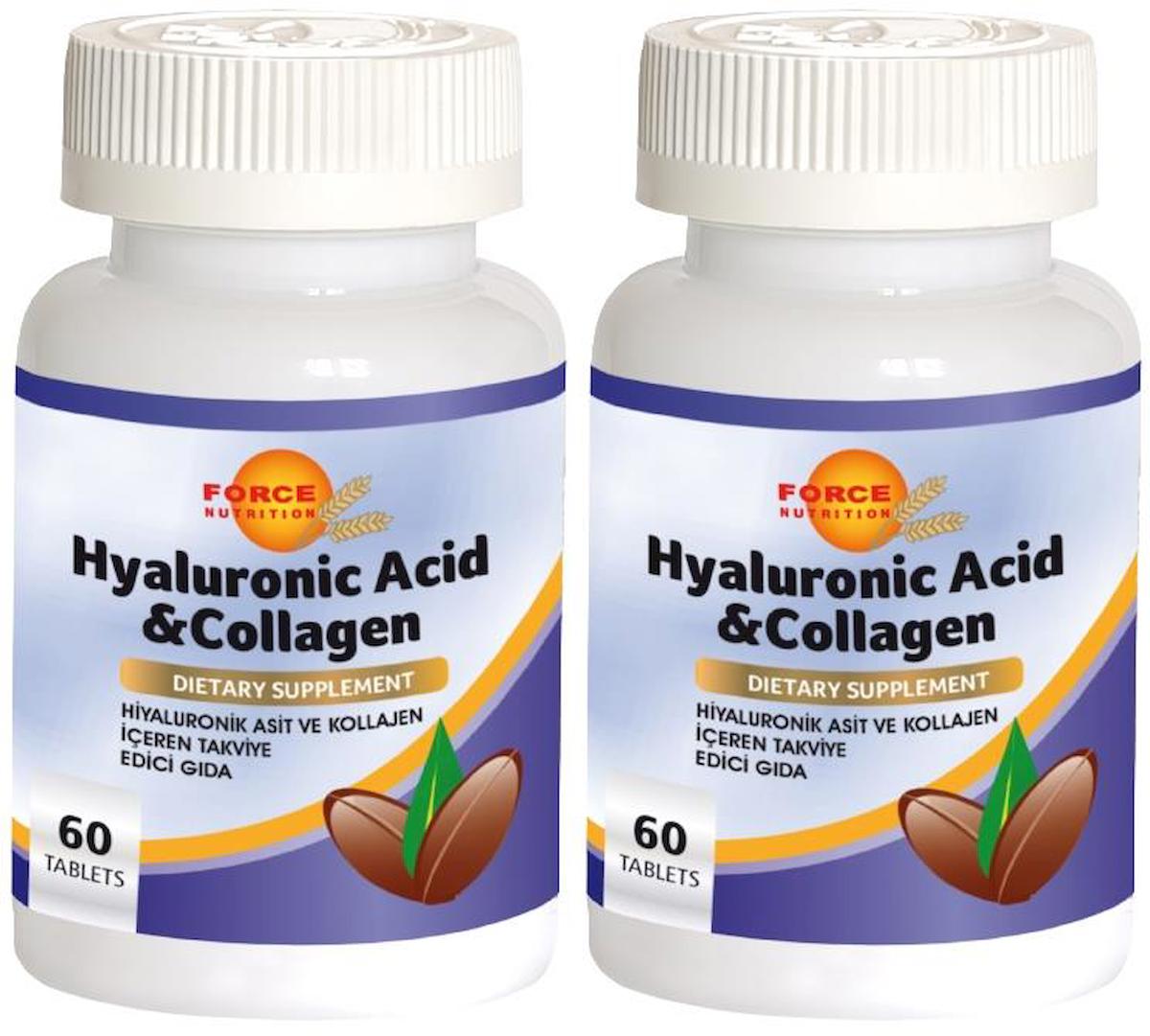 Force Nutrition Hyaluronic Acid Collagen Aromasız Unisex Vitamin 2x60 Tablet