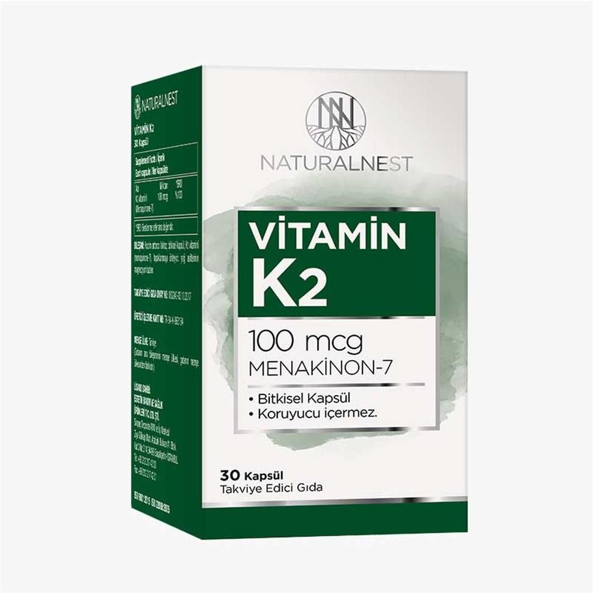 Naturalnest K2 Vitamini Sade Unisex 30 Kapsül