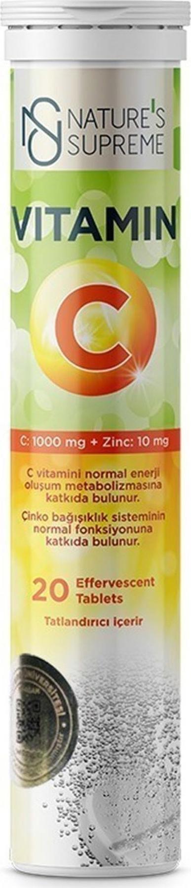 Nature'S Supreme Zinc Aromalı Unisex Vitamin 20 Tablet