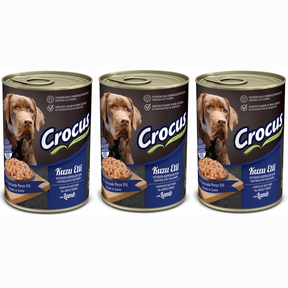 Crocus Kuzu Etli Yetişkin Yaş Köpek Maması 400 gr 3'lü