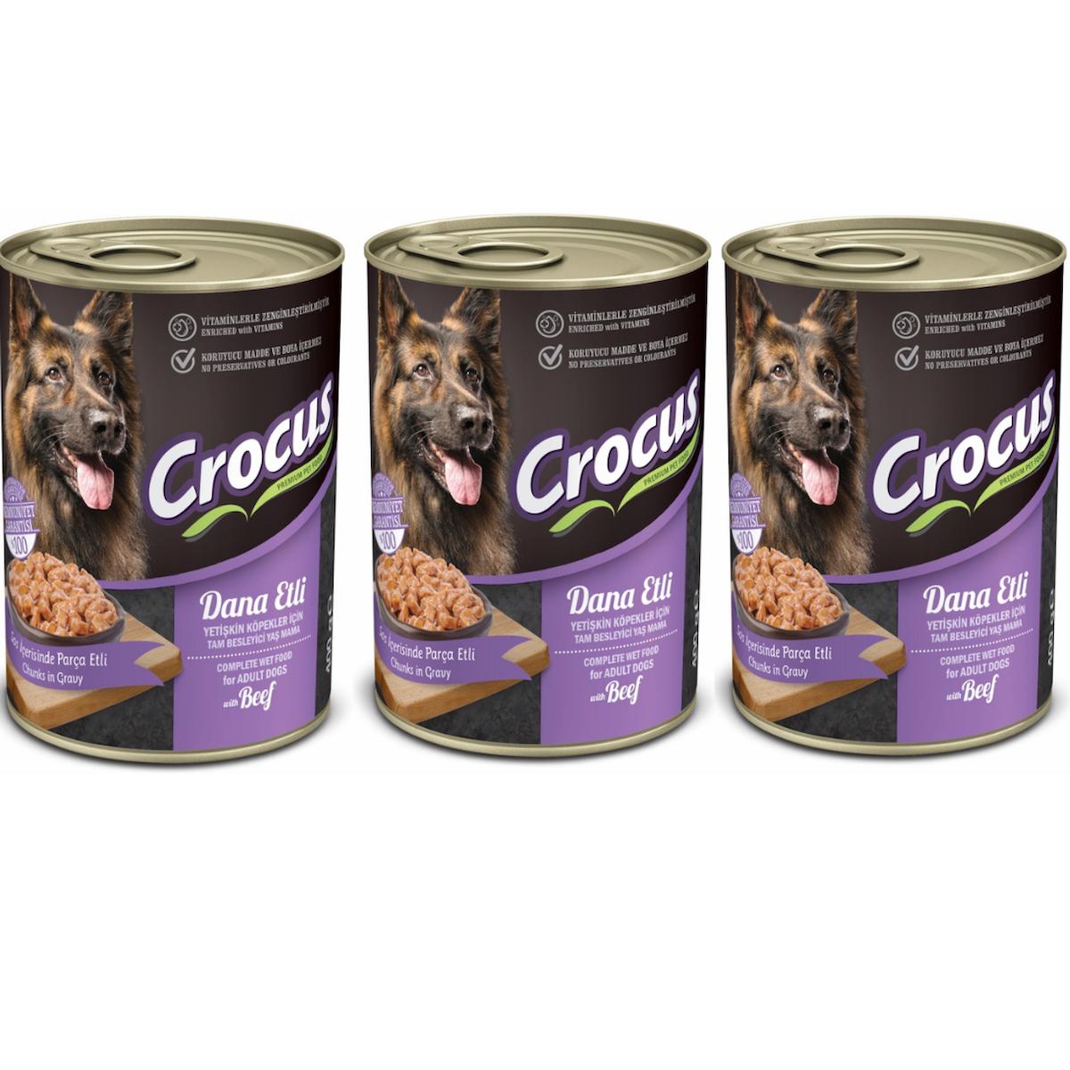Crocus Dana Etli Yetişkin Yaş Köpek Maması 400 gr 3'lü