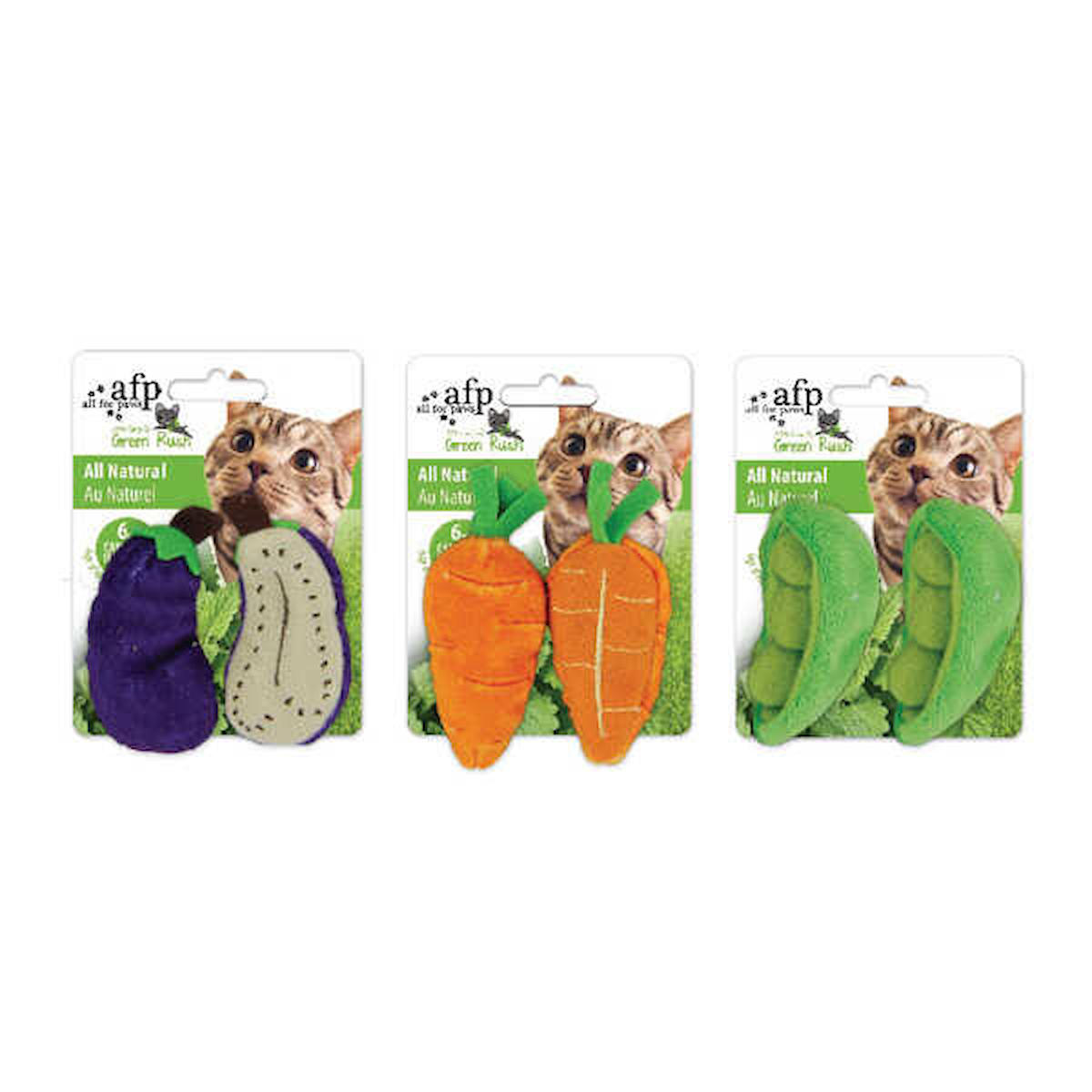Afp Green Rush Kedi Otlu Peluş Isırma Yavru-Yetişkin Havuç - Patlıcan Kedi Oyuncağı