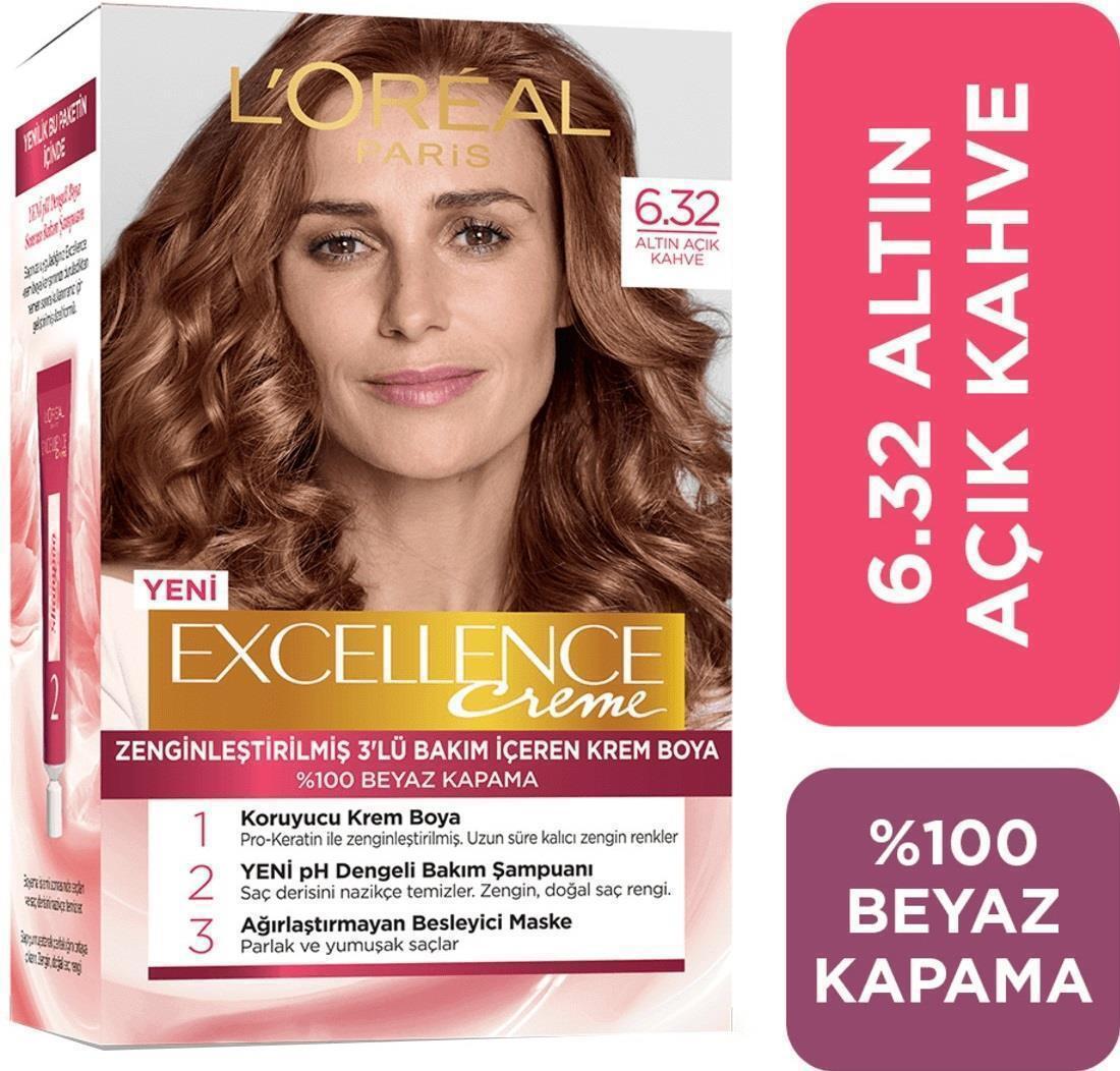 L'Oréal Paris 6.32 Altın Açık Kahve Krem Saç Boyası 48 ml