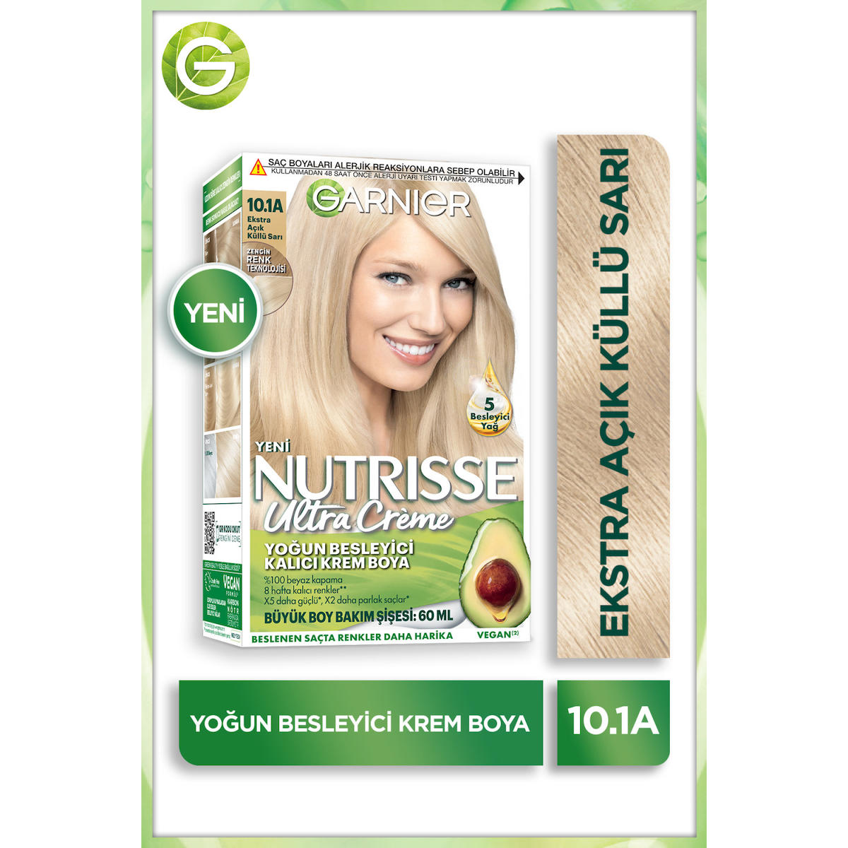 Garnier 10.1A Ekstra Açık Küllü Sarı Vegan Krem Saç Boyası 60 ml