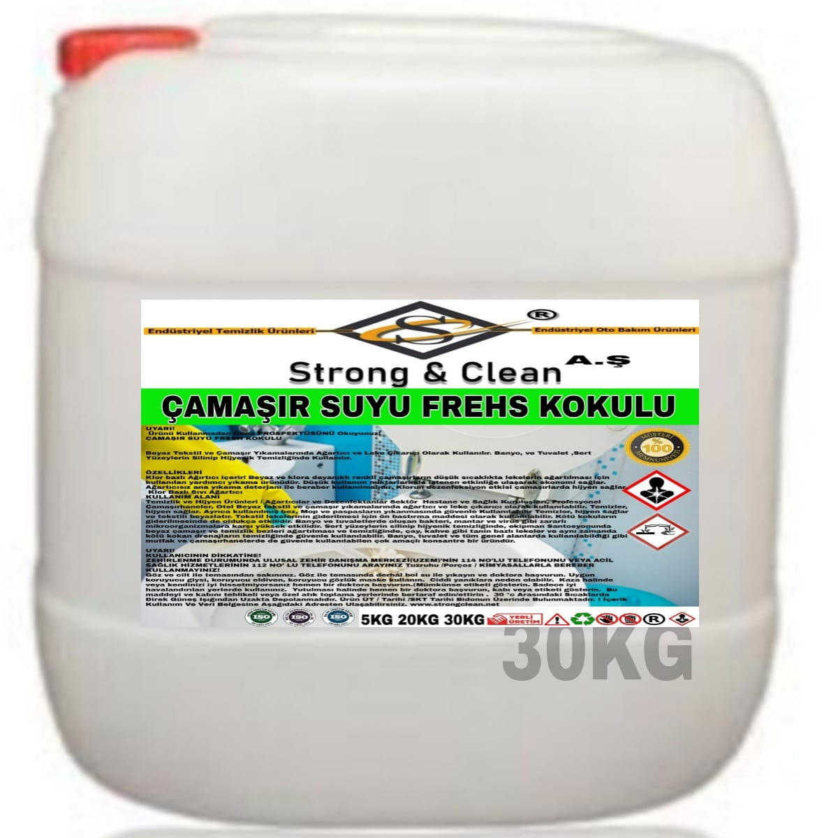 Strong & Clean Fresh Kokulu Beyazlar İçin Sıvı Çamaşır Suyu 30 kg