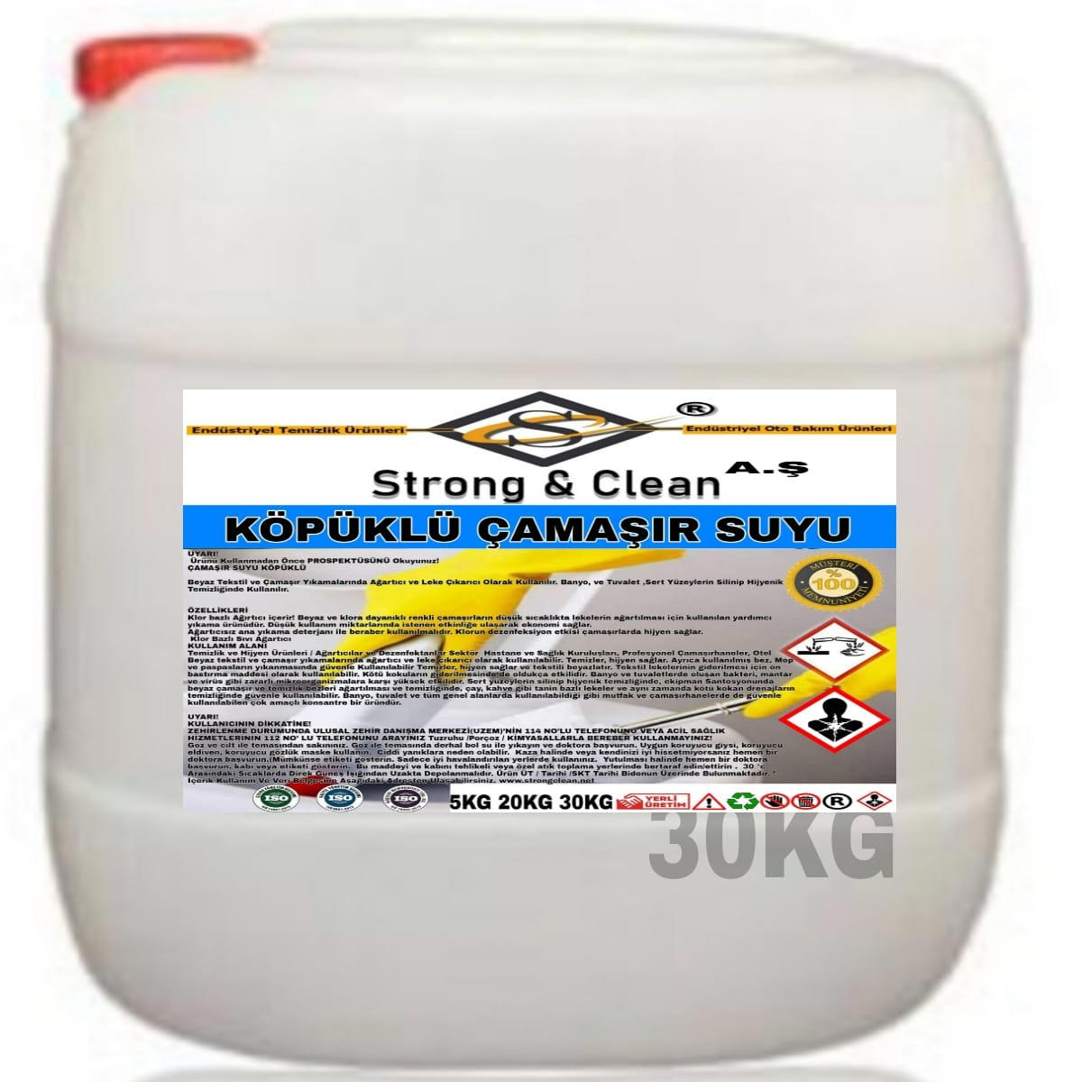 Strong & Clean Köpüklü Renkliler İçin Sıvı Çamaşır Suyu 30 kg
