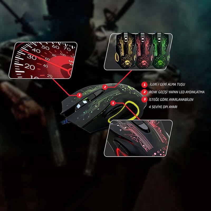 Everest SM-300 Kablolu Siyah Gaming Mouse