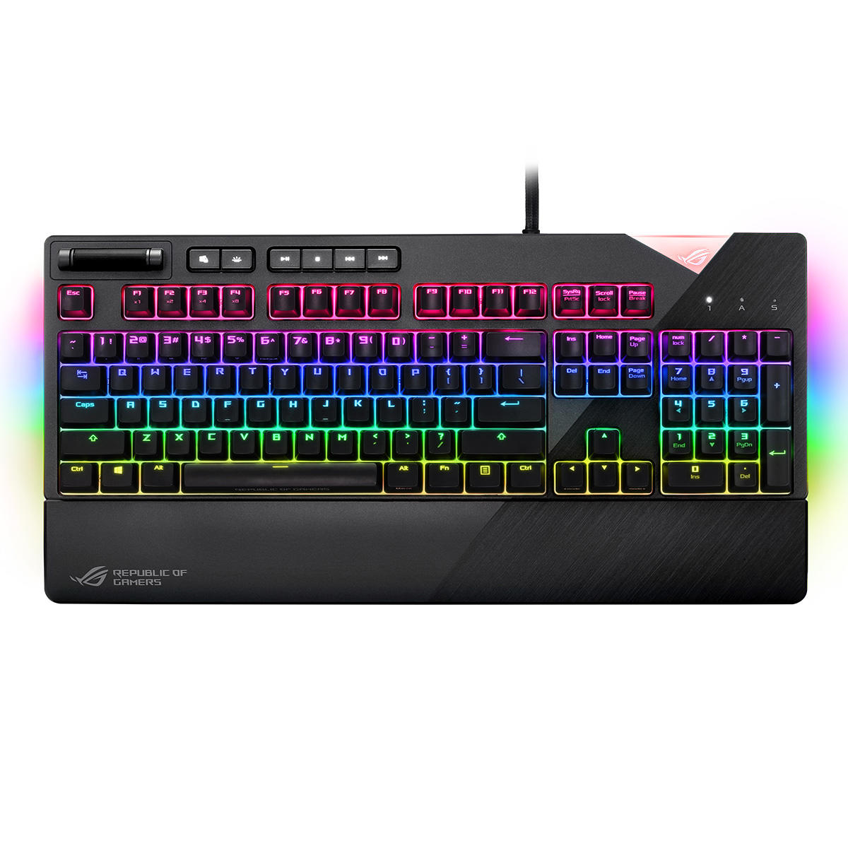 Asus Rog Strix Flare NX Türkçe RGB 105 Tuşlu Red Switch Kablolu Siyah Bilek Destekli Gaming Klavye