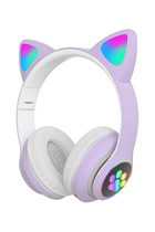 Fuchsia Işıklı Kulak Üstü Bluetooth Kulaklık Lila