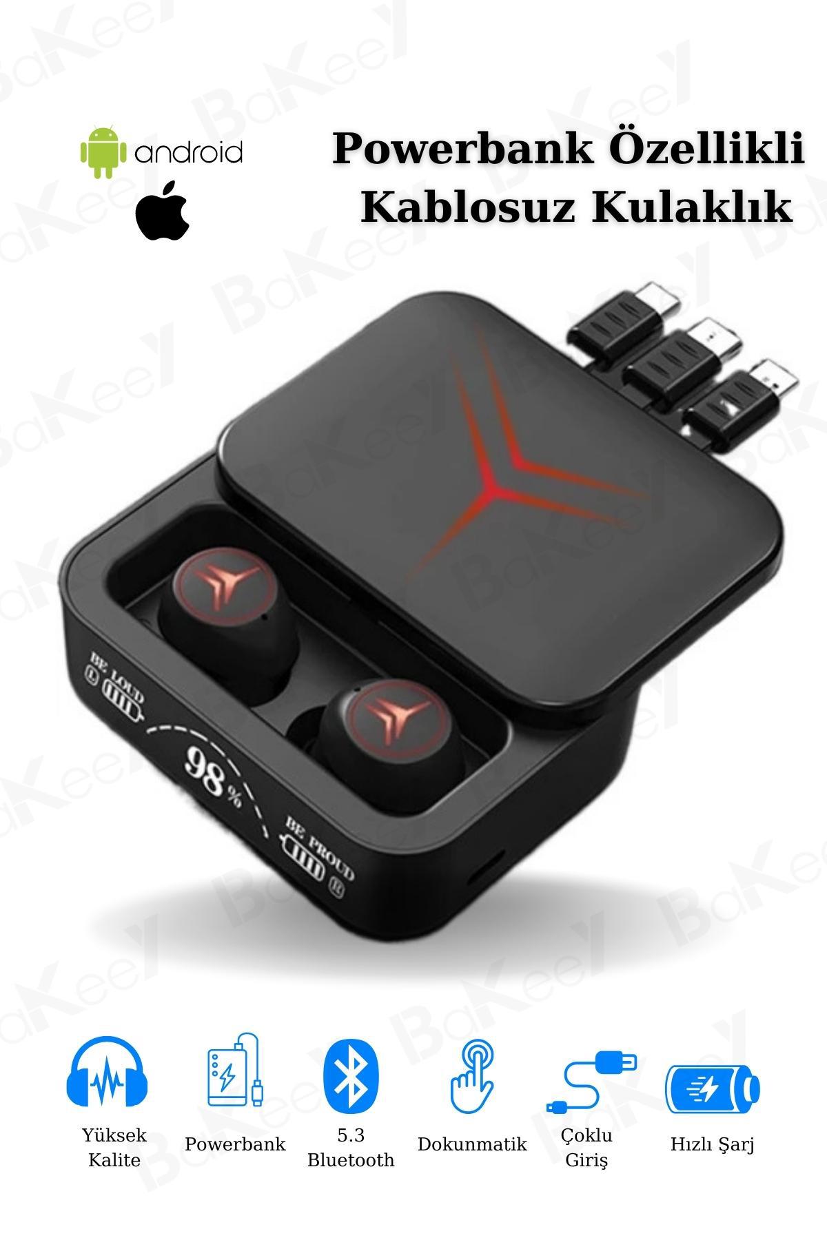 Bakeey M88 Plus 5.3 Gürültü Önleyici Kablosuz Kulak İçi Bluetooth Kulaklık Siyah