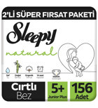 Sleepy Natural 5 Numara Organik Cırtlı Bebek Bezi 2x156 Adet