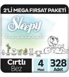 Sleepy Bio Natural 4 Numara Organik Cırtlı Bebek Bezi 2x328 Adet