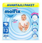 Molfix Anne Kucağı Gibi Rahat 3 Numara Bantlı Bebek Bezi 204 Adet