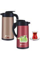 Ezere Termoçay Çelik 2 lt 1000 W Işıklı Modern Kırmızı Kettle