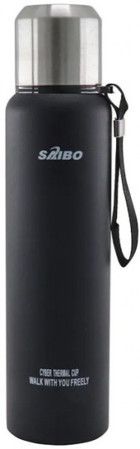 Saibo YK-1150 Çift Katlı Vakumlu Kamp Paslanmaz Çelik 1 lt Outdoor Termos Siyah