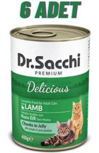 Dr.sacchi Premium Kuzu Etli Yetişkin Yaş Kedi Maması 6x400 gr