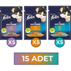 Felix Karışık Kuzu Etli-Tavuk-Ton Balıklı Yetişkin Yaş Kedi Maması 85 gr