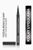 Flormar Midnight Matte 001 Suya Dayanıklı Mat Siyah Kalıcı İnce Uçlu Likit Eyeliner