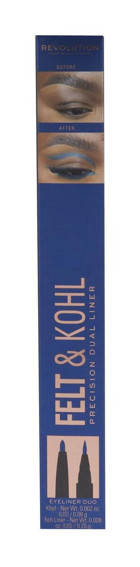 Revolution Felt & Kohl Çift Taraflı Mat Mavi İnce Uçlu Likit Eyeliner