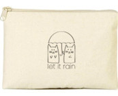 Tabby Design Clutch Krem Yağmur Baskılı Tekstil Makyaj Çantası