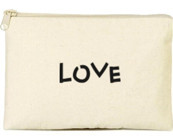 Tabby Design Clutch Krem Love Baskılı Tekstil Makyaj Çantası