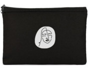 Tabby Design Clutch Siyah Kadın Baskılı Tekstil Makyaj Çantası