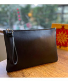 Simfa Clutch Siyah Düz Deri Makyaj Çantası