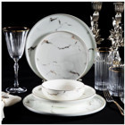 Massimo Marble Gold 24 Parça 6 Kişilik Porselen Yuvarlak Yemek Takımı