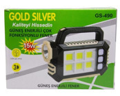 Gold Silver GS 490 Güneş Enerjili Çok Fonksiyonlu Fener