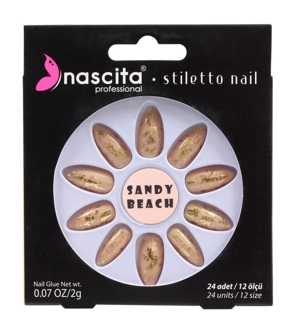 Nascita Stiletto Parlak 24'lü Sivri Gold Takma Tırnak