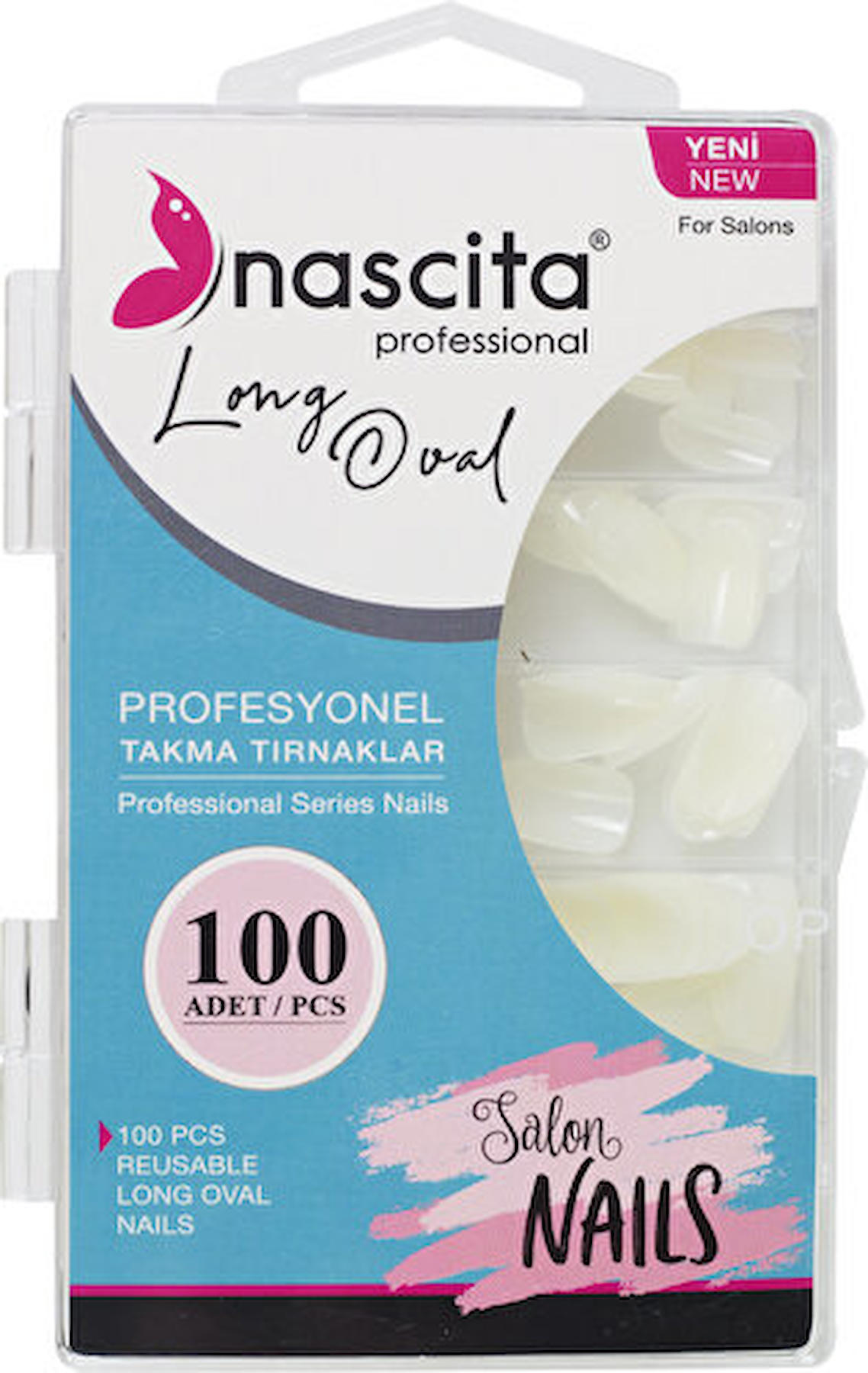 Nascita 165 Parlak 100'lü Oval Beyaz Takma Tırnak