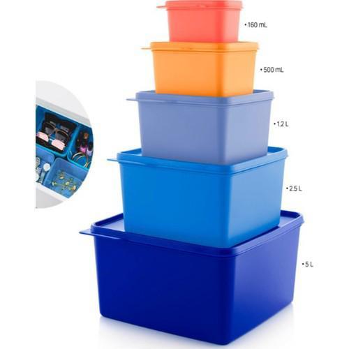 Tupperware 5 Parça Kare Plastik Saklama Kabı