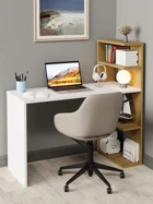 Luga Kitaplıklı Raflı Çalışma Masası Safir Meşe Safir Meşe